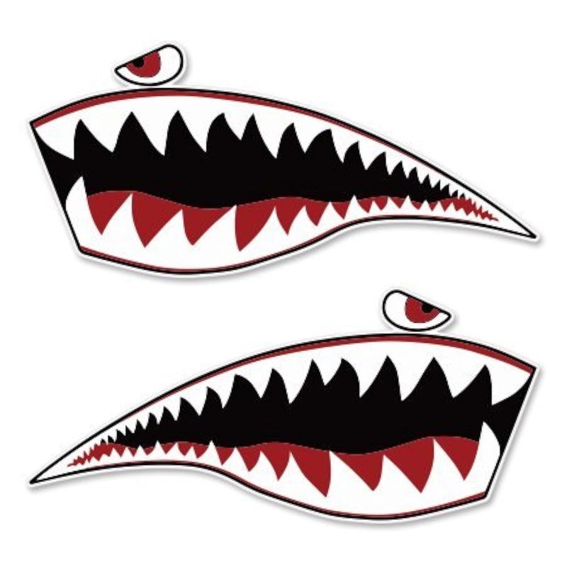 ملصق فينيل من AK Wall Art Warhawk Shark Tiger - خوذة هاتف السيارة - مقاس محدد